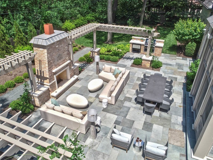 Bird's eye view of back patio